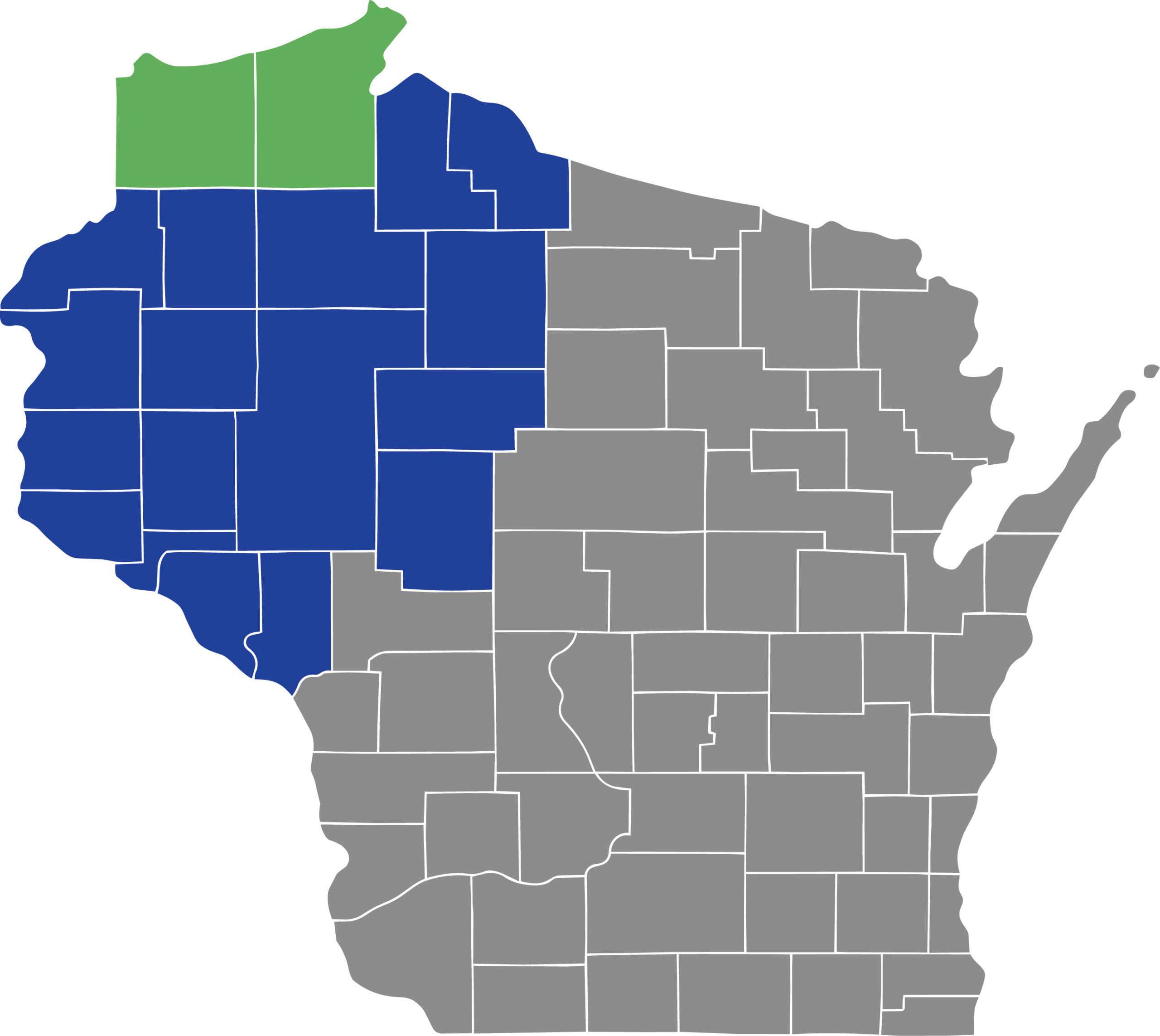 DBS service area map for Wisconsin